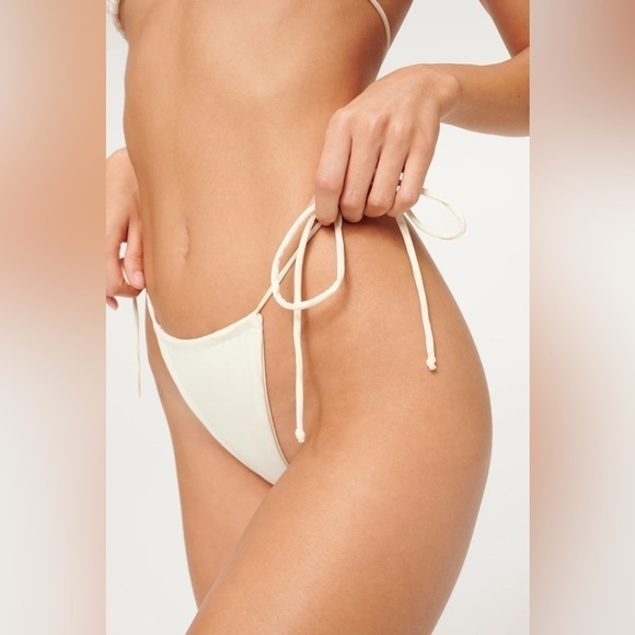 Good American Tiny Ties Bikini Bottoms, Women’s Size 4 - Ivory - Picture 4 of 16